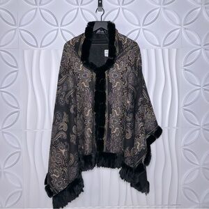 GORSKI NWT Fur Cashmere Paisley Black Reversible Cape